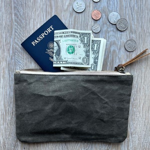 Gewachste Baumwollleinen Mäppchen – Kleine Reissverschluss-Tasche – Gewachste Baumwollleinen Tasche