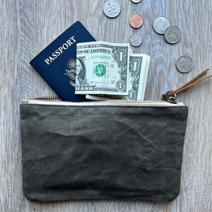 Waxed Canvas Zipper Pouch Small Zipper Bag Waxed Canvas Purse MakeUp Bag Camping Zip Bag Travel Wallet Small Wallet Zipper image 5