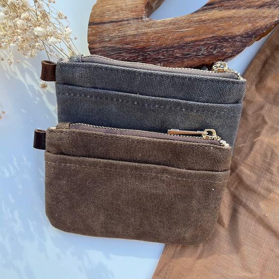 Waxed Canvas Small Pouch With Zipper, Pouch With Keychain, Zipper Wallet,  Small Wallet, Minimalist Pouch, Coin Purse, Card Case, Tool Pouch 