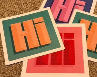 Bold & Typographic Square Wall Print / Wall Art - "Hi"