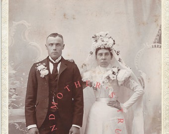 Victorian Wedding Bride Groom photo [Instant Digital Download] | vintage wedding cabinet photo | bridal journal image | Vintage bridal photo