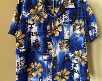 Soft and striking L Men&#39;s Hawaiian Shirt, untucked tropical style, relaxed fit and casual days, great for Aloha, luau, backyard entertaining