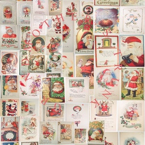 60 Vintage Santa Postcards [Instant Digital Download] | Fun Retro Santa Claus Printables for Christmas crafts, decorations, cards, journals