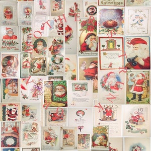 60 Vintage Santa Postcards [Instant Digital Download] | Fun Retro Santa Claus Printables for Christmas crafts, decorations, cards, journals