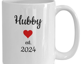 Funny hubby, new husband mug coffee cup, fun gift idea for groom, fun gift from fiancee to fiance, wedding or shower gift, gift for him