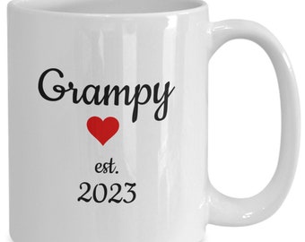 New Grampy mug coffee cup | Grampy est. 2023 mug for new grandfather | pregnancy announcement shower gift