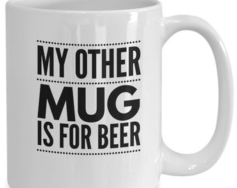 Funny beer lover's mug coffee cup, fun gift idea for beer and coffee lover, gift for beer drinker, for him, stocking stuffer, Father's Day