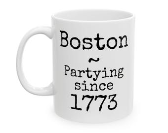 Boston Tea Party fun tea cup coffee mug, fun mug to celebrate the Boston Tea Party, 1773 Boston Tea Party souvenir,