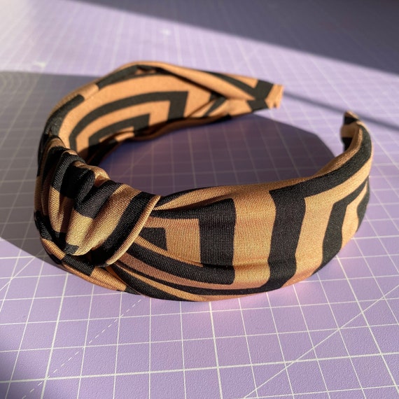 Luxury Brand Print Top Knot Headband, Knotted Alice Band  display picture 1