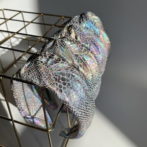 Iridescent Metallic Snake Top Knot Headband | Festival Accessories | Mermaid | Holographic Snakeskin Hairband | Hair Accessories Headwear