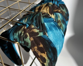 Diadema con nudo superior de leopardo exótico / Diadema anudada con estampado de leopardo / Aro para el cabello / Accesorio para el cabello con estampado / Accesorio para festivales