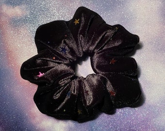 Coletero de terciopelo negro Cosmic Stars / Coletero de terciopelo / Accesorios para el cabello / Coletero brillante / Accesorios festivos