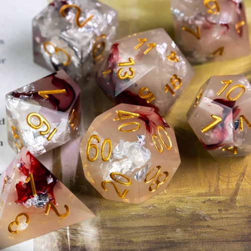 Zephyr Strike NEW Style 7 Piece Sharp Edge Dice Rosy Pale Etsy