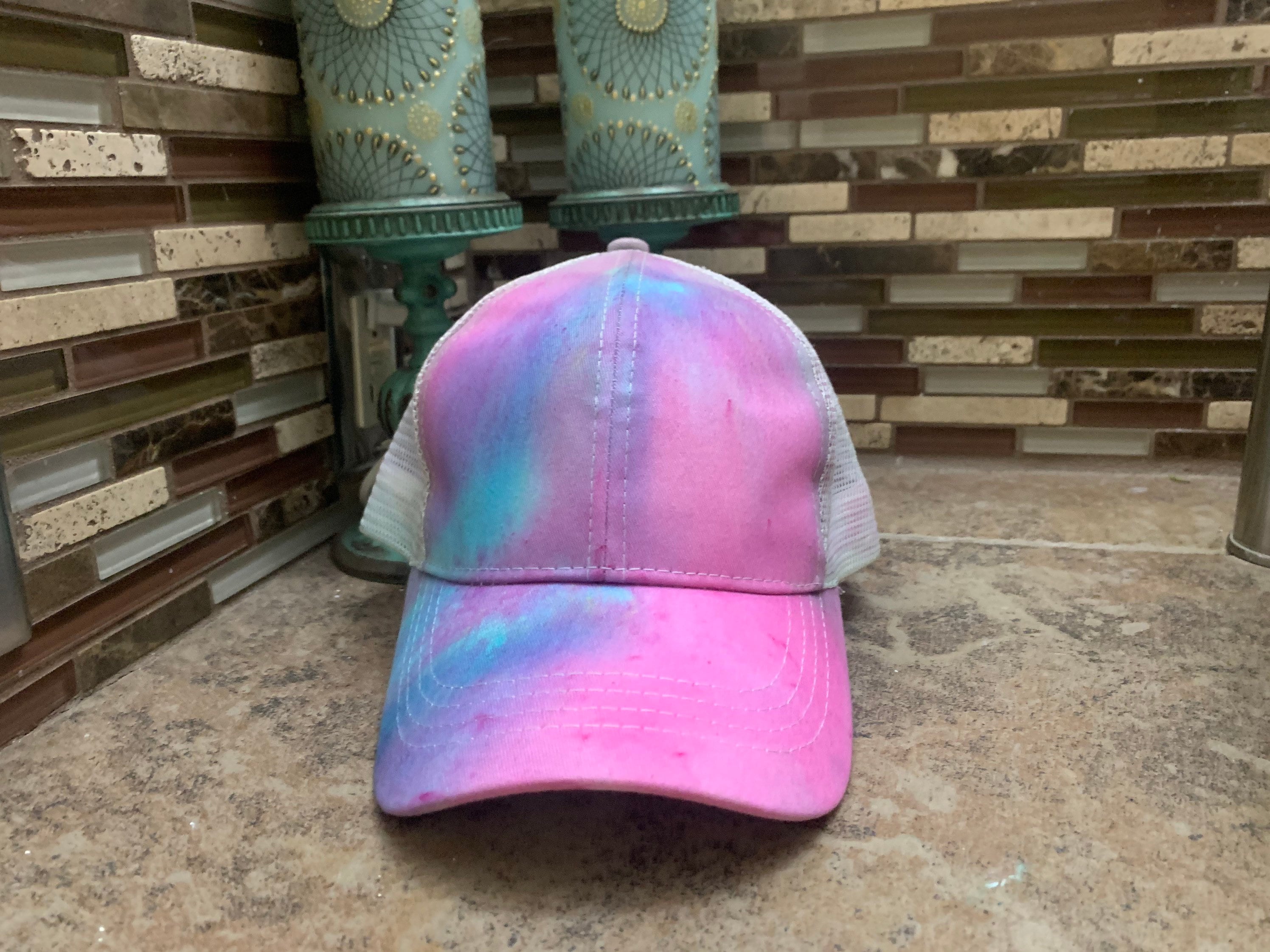 Trending Tie Dye baseball hat Pony Tail hat Etsy