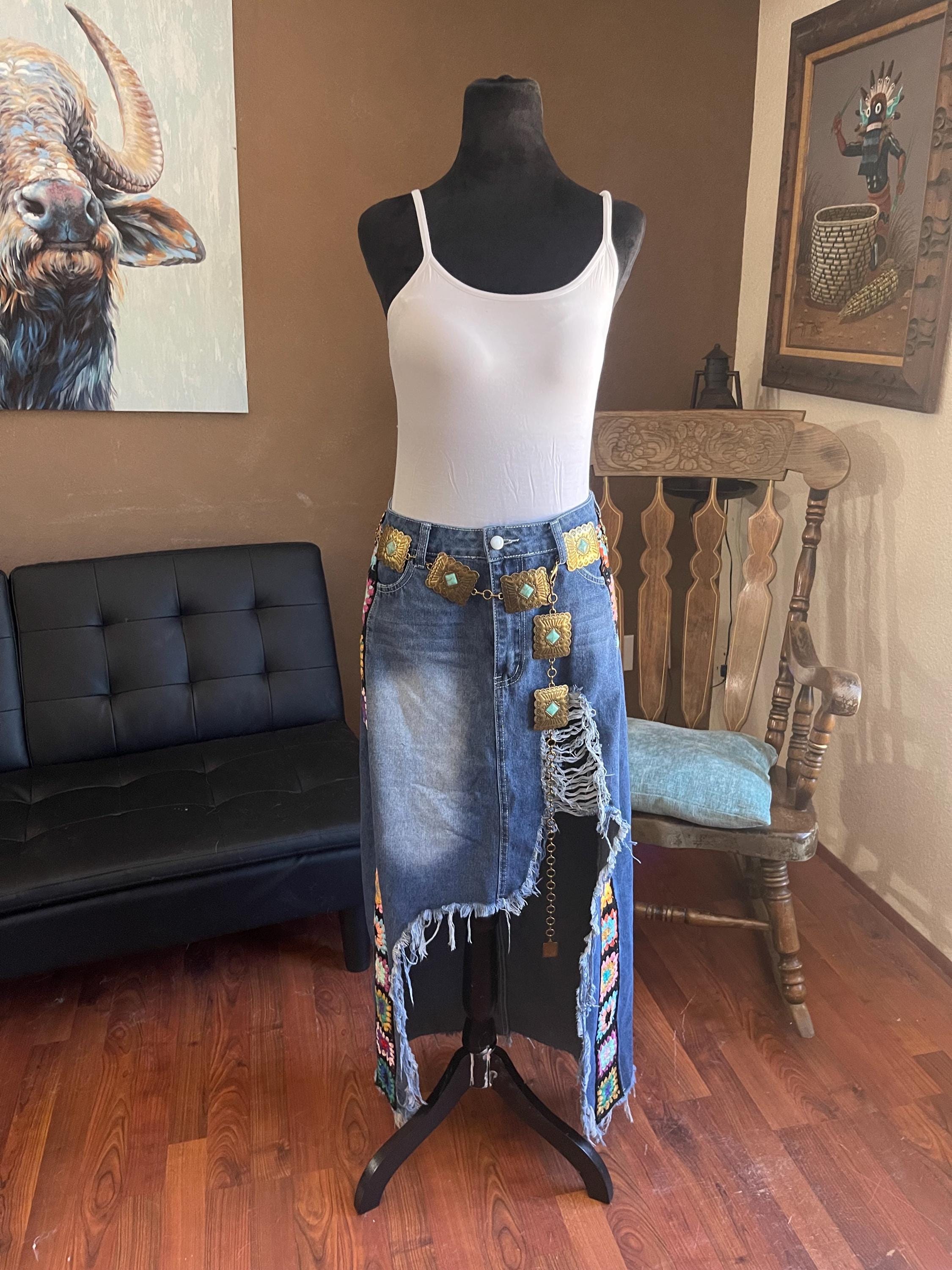 Crochet Hem Asymmetrical Midi Skirt