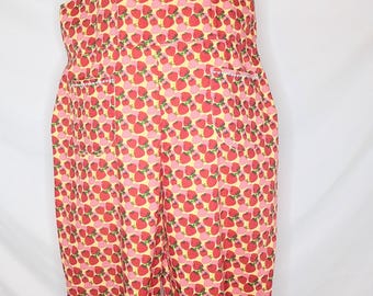 Strawberry Dungarees Size 20, cute summer overalls, strawberry custard.