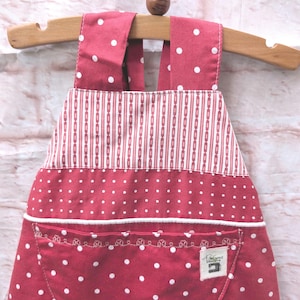 Stylish Sleeveless Dungarees for Babies: Handmade Romper in Red Spots (3-6m)