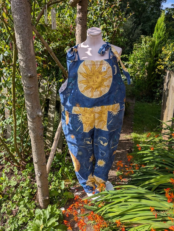 Dungarees Size 16 18 XL Celestial Print Baggy Fit Dungarees Witchcraft Dungarees Stars and Moons Dungarees Etsy Ireland