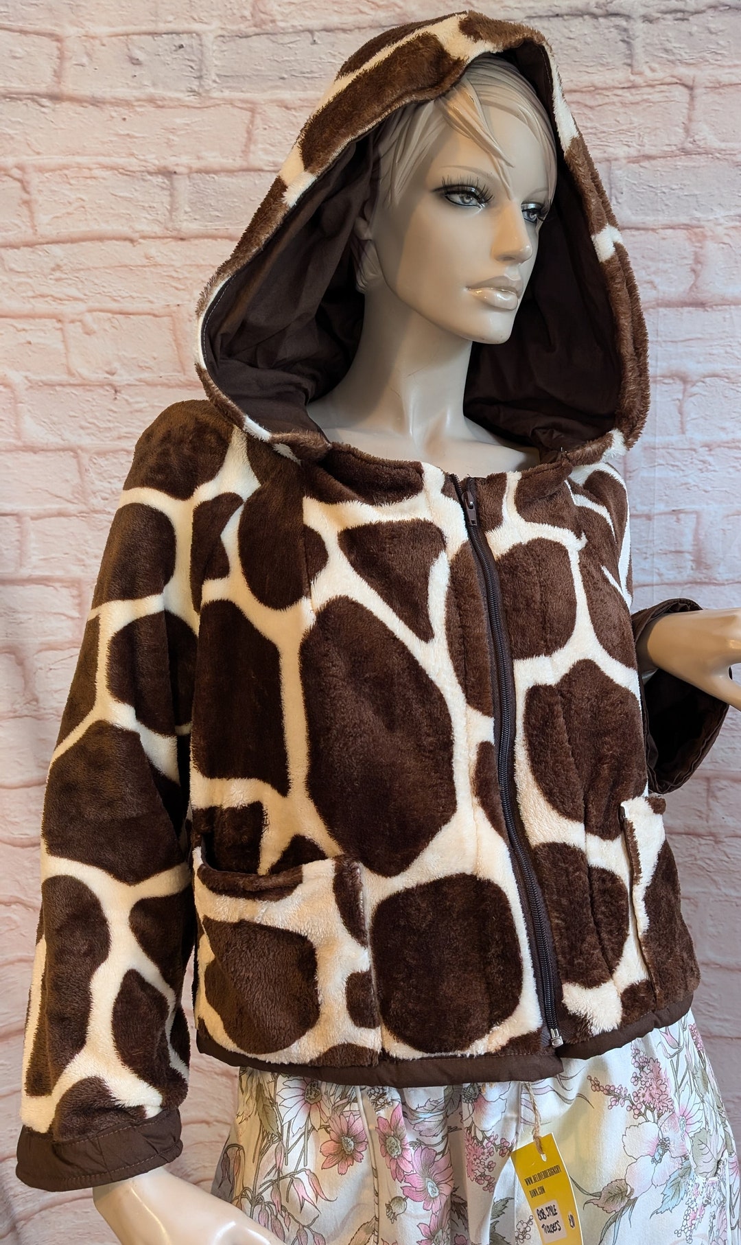 Jacket 16/18/XL, Hooded Fleece Jacket, Cow Print Jacket, Warm Jacket ...