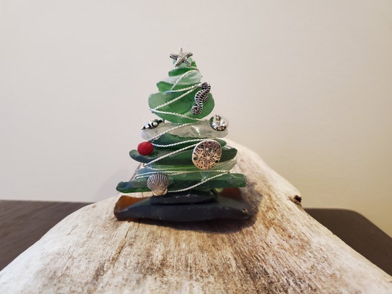 Seaglass Christmas Decorations, Mini Trees, Ornaments, Garlands & more