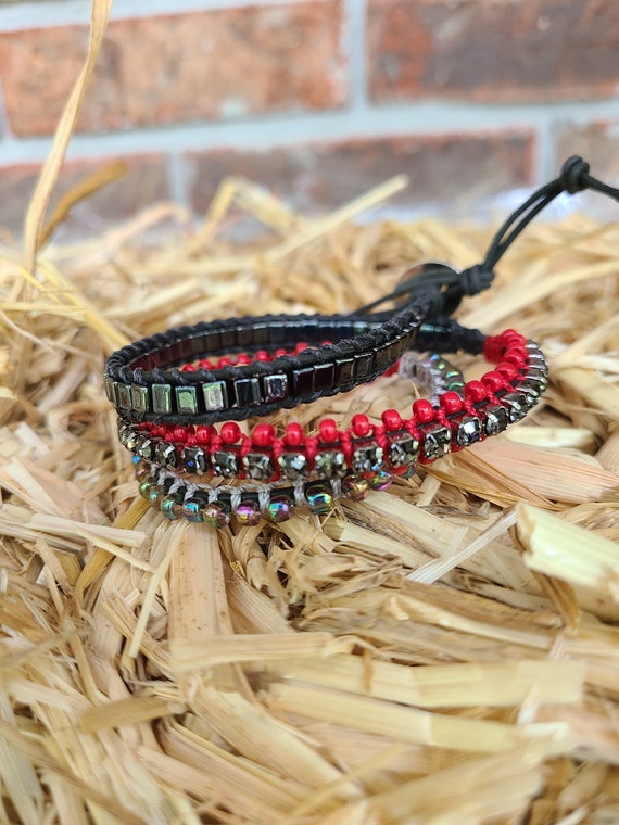 Red and Black Wrap Bracelet