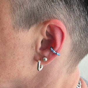Fake Piercing Ohr, Helix Ring, Ear Cuffs bunt, Ohrring ohne Ohrloch blau -  Earcuff Mix 76 / 79