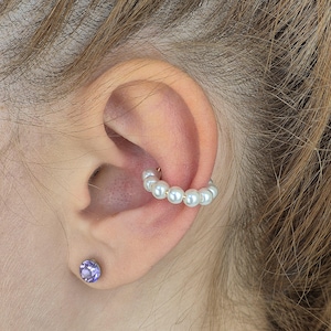 Ear Cuff bunt, enganliegende Ohrringe, Stapelringe aus Perlen, Ohrschmuck für Ohrmuschel, Ohrklemme,  Ohrklammer silber, Knorpelohrringe