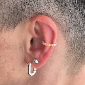 Fake Piercing Ohr, Helix Ring, Ear Cuffs bunt, Ohrring ohne Ohrloch weiß -  Earcuff Mix 4 / 73