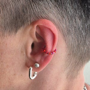 Fake Piercing Ohr, Helix Ring, Ear Cuffs rot, bunt, Ohrring ohne Ohrloch -  Earcuff Mix 24 oder 25