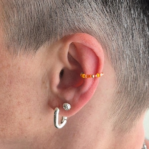 Fake Piercing Ohr, Helix Ring, Ear Cuffs orange, Ohrring ohne Ohrloch weiß -  Earcuff Mix 42 / 77