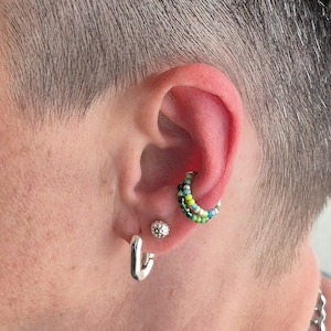 Piercing Ohr, Helix Ring, Ear Cuffs grün, Ohrring ohne Ohrloch weiß -  Earcuff Mix 41 / 74