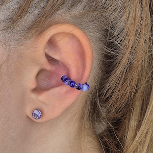 Ear Cuff bunt, enganliegende Ohrringe, Stapelringe aus Perlen, Ohrschmuck für Ohrmuschel, Ohrklemme,  Ohrklammer silber, Knorpelohrringe