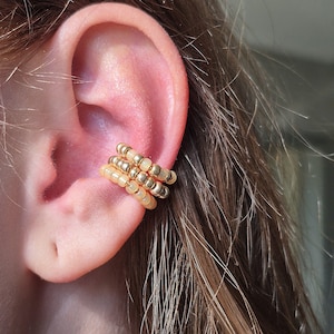 Ear Cuff bunt, enganliegende Ohrringe, Stapelringe aus Perlen, Ohrschmuck für Ohrmuschel, Ohrklemme,  Ohrklammer silber, Knorpelohrringe