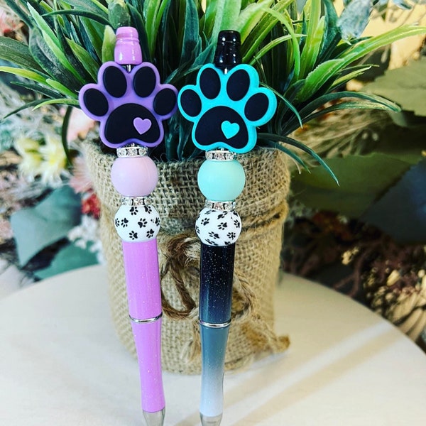 Dog Paw Silicone Beaded Pen | Dog Paw Pen | Dog Lover Pen | Dog Paw Pen | Dog Mom Pen | Pen | Work Pen | Paw Pen | Beaded Pen | Paw