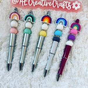 Rainbow Pen | Rainbow Beaded Pen |  Cute Pen | Beaded Pen | Silicone Beaded Pen | Teacher Gift | Work Pen | Pen | Work Gift