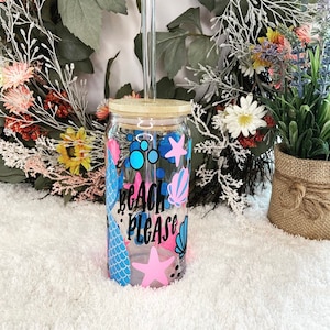 Beach Please Libbey Cup |  Beach Cup | Mermaid Coffee Cup |  Beach Lover Gift | Mermaid Lover Cup | Summer Cup | Personalized Gift |