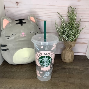 Cat Mom Starbucks Cold Cup | Cat Lover Cup |  Cat Tumbler | Cat Lover | Cat Coffee Cup | Cat Lover Gift | 24 oz Starbucks Cold Cup
