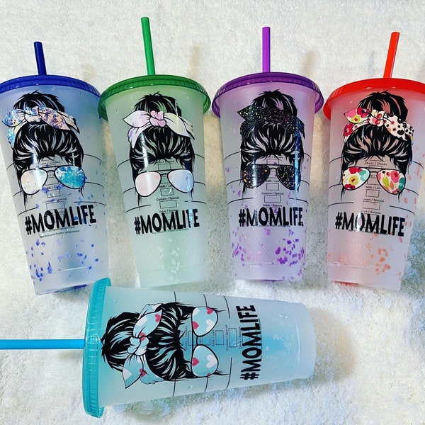 Mom Life Starbucks Confetti  Cold Cup | Personalized Cup | Mom Cup | Mom Life | Mom life Cup | Mom Gift | 24 oz Color Changing Cold Cup