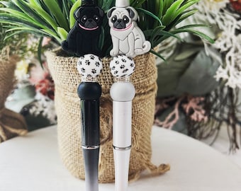 Pug Beaded Pen | Pug Lover Beaded | Pug Pen | Beaded Pen | Work Pen | Pen | Pug Gift | Pug