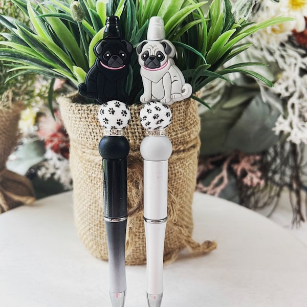 Pug Beaded Pen | Pug Lover Beaded | Pug Pen | Beaded Pen | Work Pen | Pen | Pug Gift | Pug