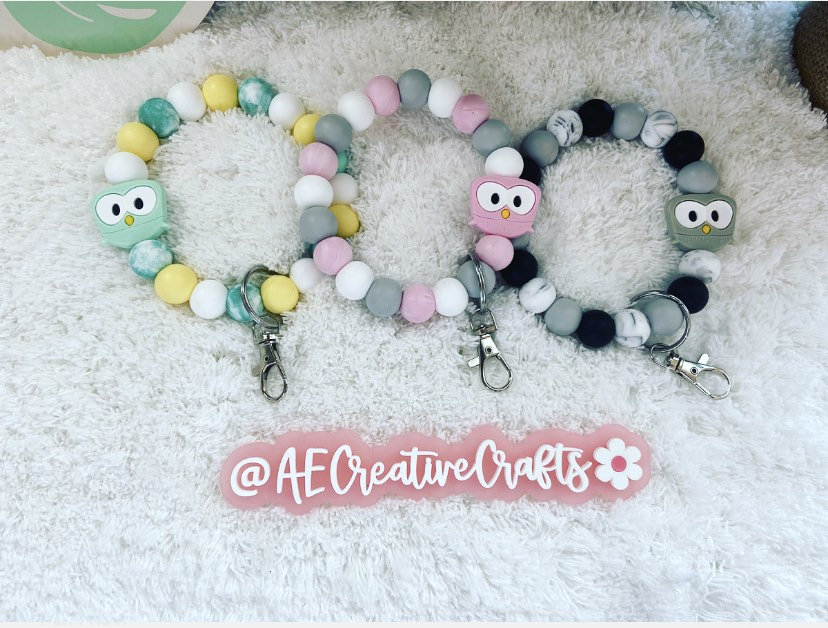 Owl Beaded Wristlet | Owl Wristlet | Owl Keychain Wristlet | Owls | Beaded Wristlet | Car Keychain W