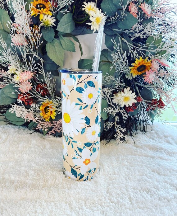 Daisy Tumbler | Daisy Cup | Flower Tumbler | Flower Cup | Spring Cup | Flowers | Daisies | 20 oz Tumbler | Handmade Gift