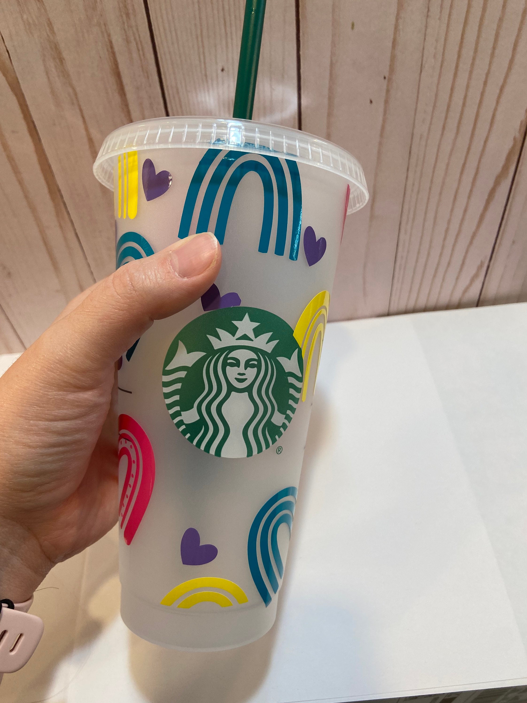 Rainbow Starbucks Cold Cup Rainbows Rainbow Cup Colorful Etsy