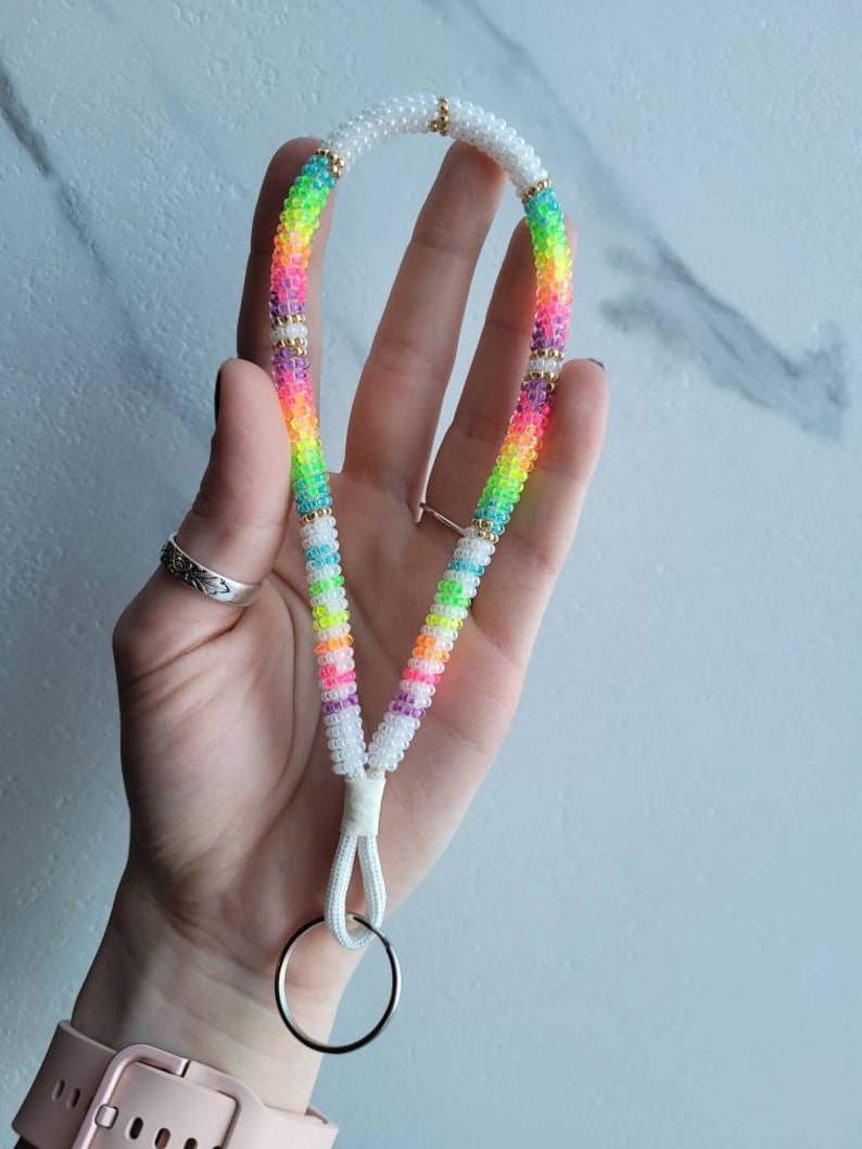 Rainbow Neon Fade Native Beaded Wristlet Etsy Canada