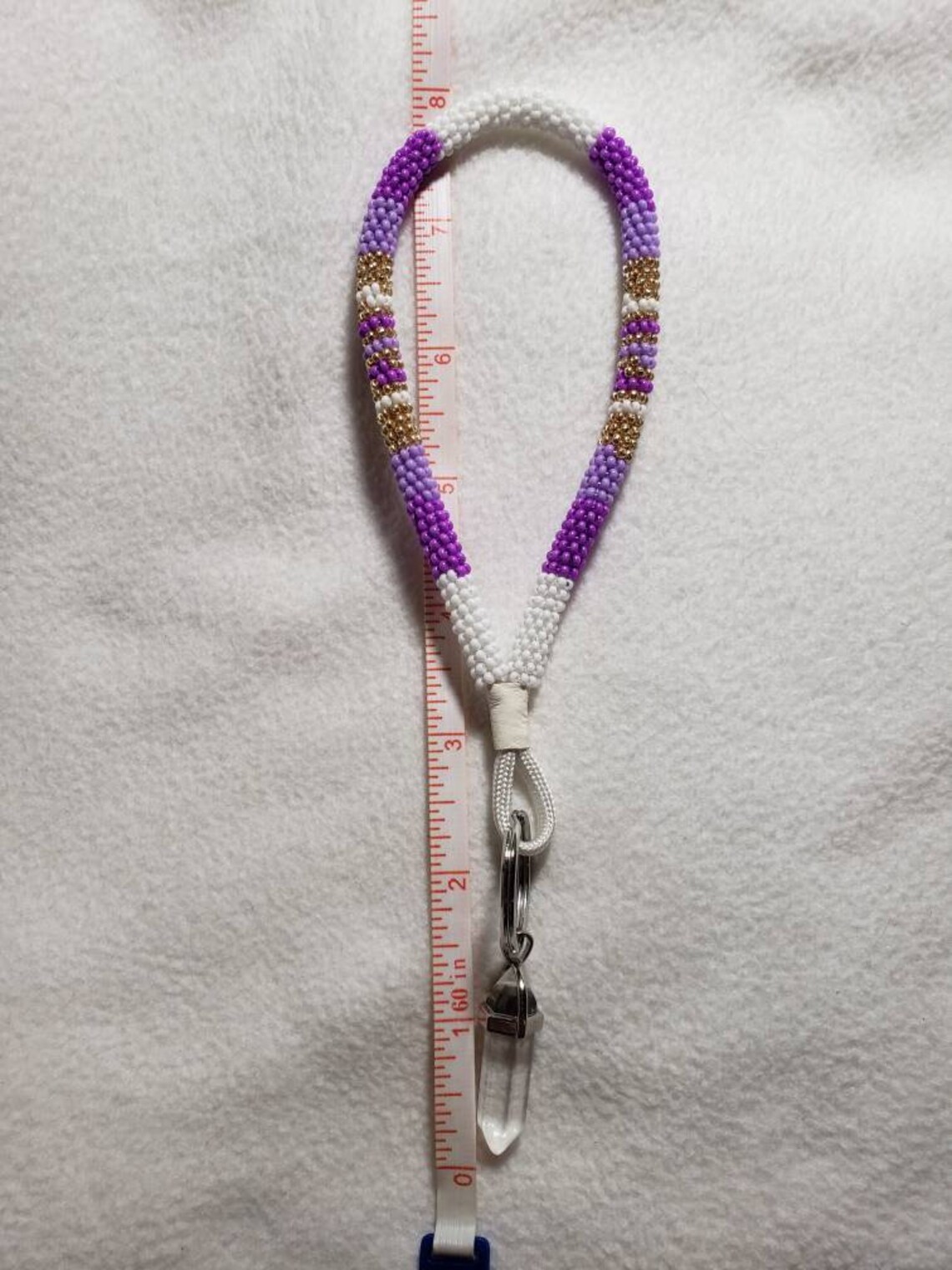 Beaded Wristlet with Clear Crystal Keychain Etsy