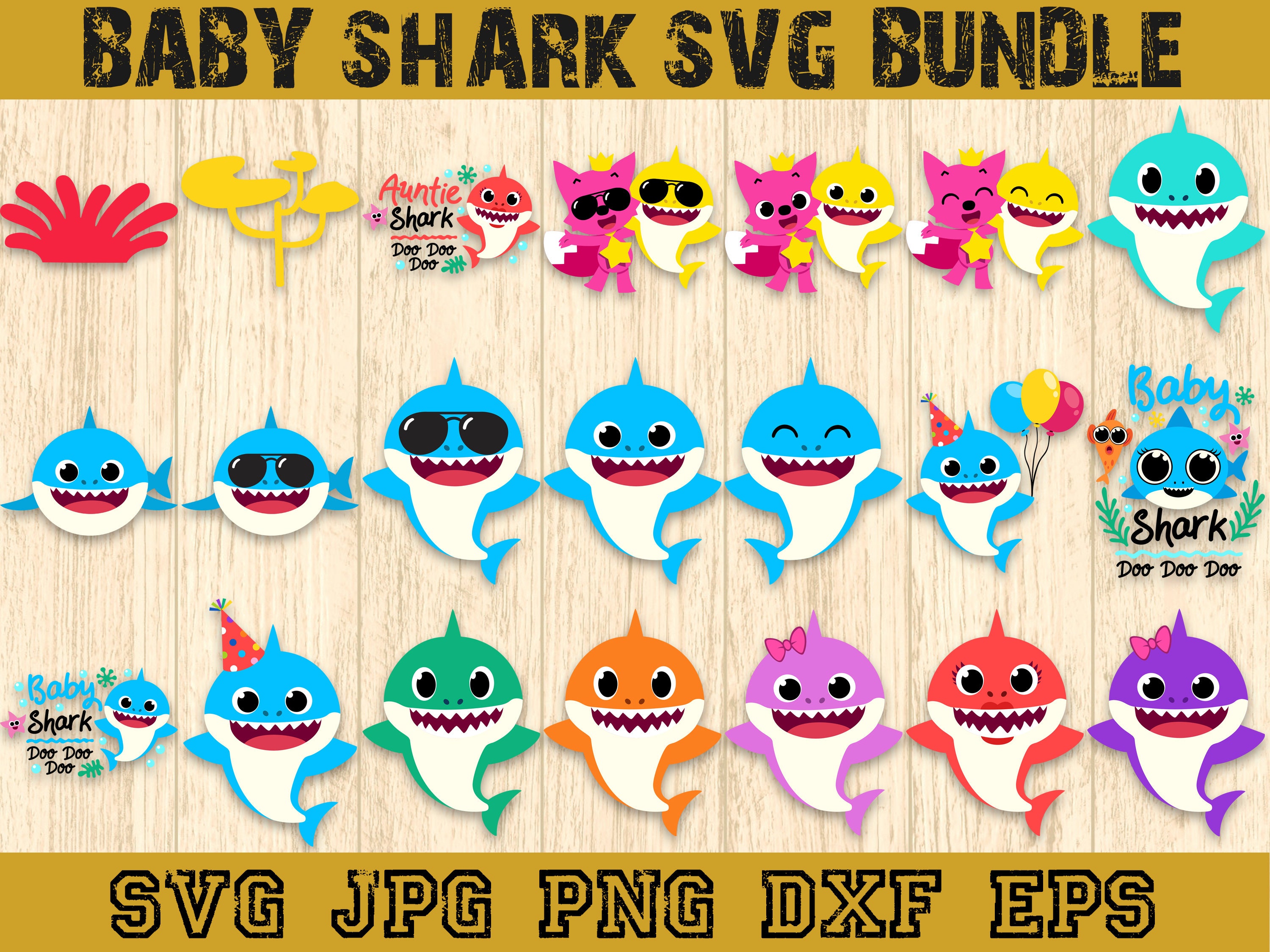 Baby Shark Svg, Baby Shark MEGA BUNDLE, 135 Designs Baby Shark Svg ...