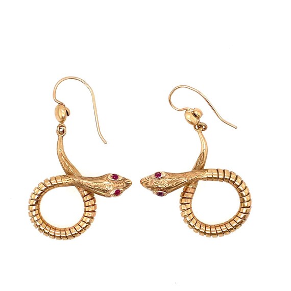 Victorian 9ct Gold Snake Earrings
