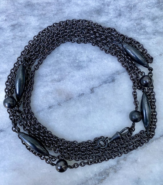 Victorian Gunmetal Fancy Long Guard Chain
