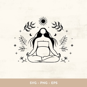 Schwangerschaft Clipart SVG, pränatale Yoga, Linie Zeichnung schwangere Frauen, Muttertag, Kindergarten, Mutterschaft, Mutterschaft Vektor für Cricut Silhouette
