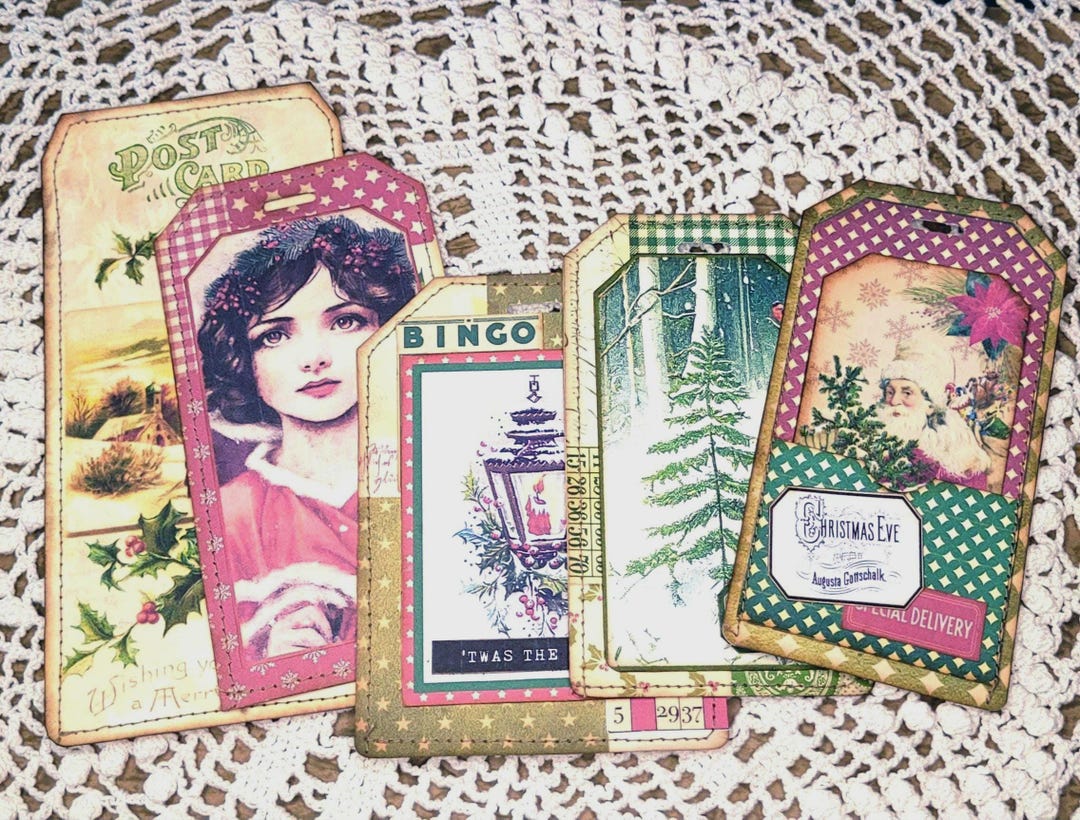 Christmas Junk Journal Handmade Tags Set 5 - Etsy